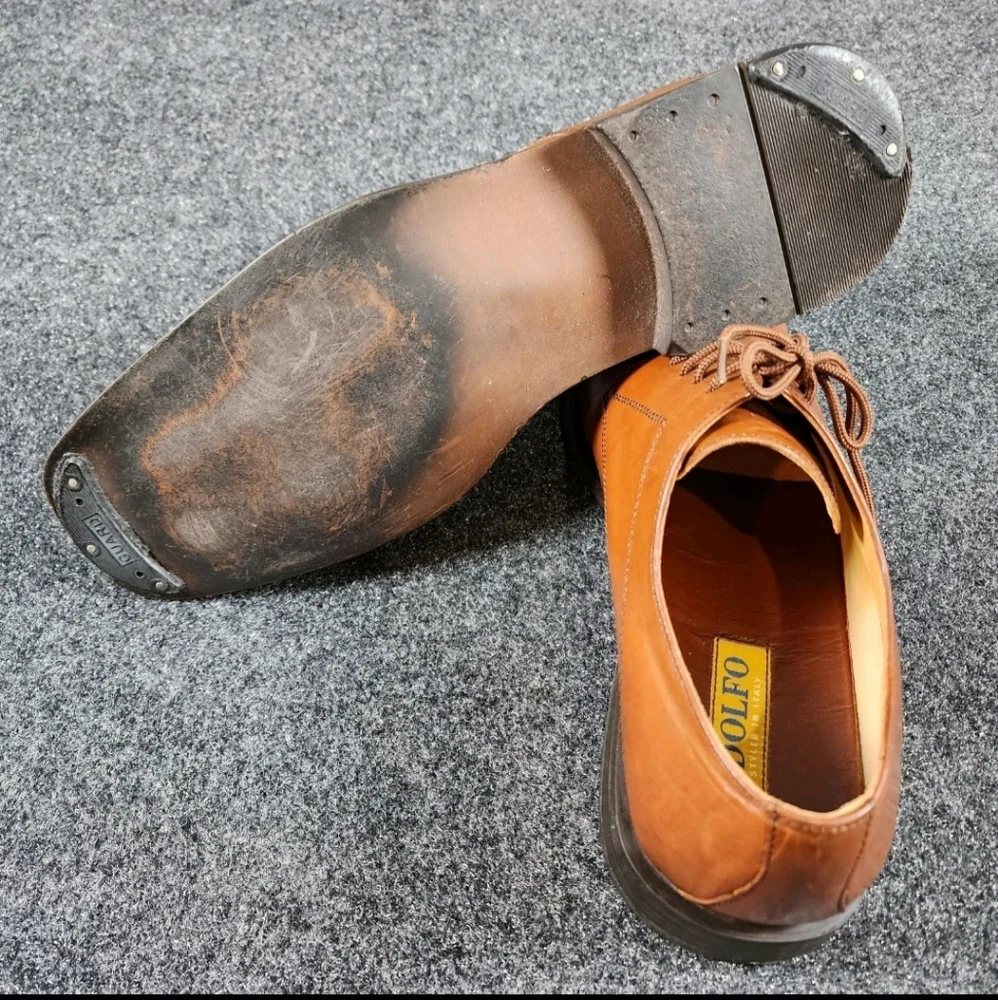 Adolfo Oxford Derbys Lace Up Men's 11  Shoes Brown Heel‎ & Toe Guards On Sole